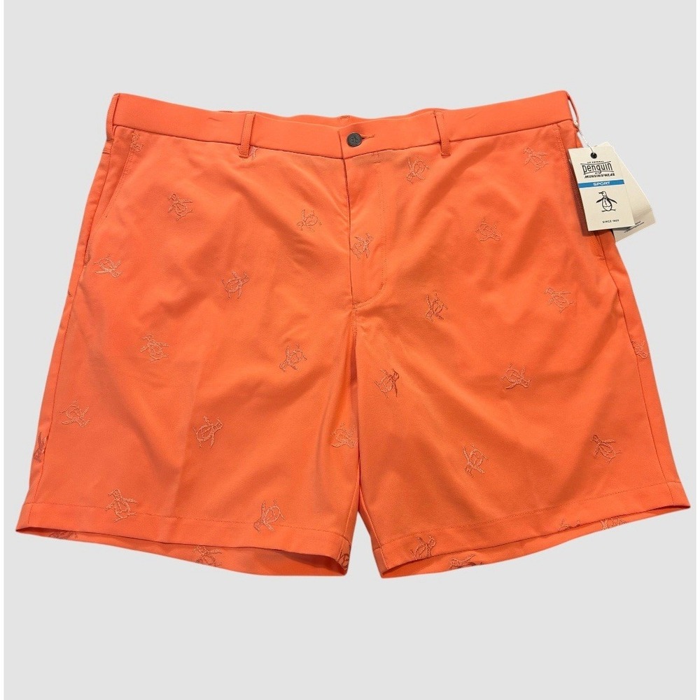 NEW Penguin By Munsingwear Men's 42 Shorts Golf Stretch Coral Embroidered Pete
